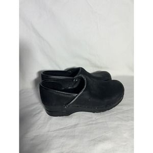 Bjorndal Classic Clog Shoes Women's 7 Black Leather‎ GUC N4